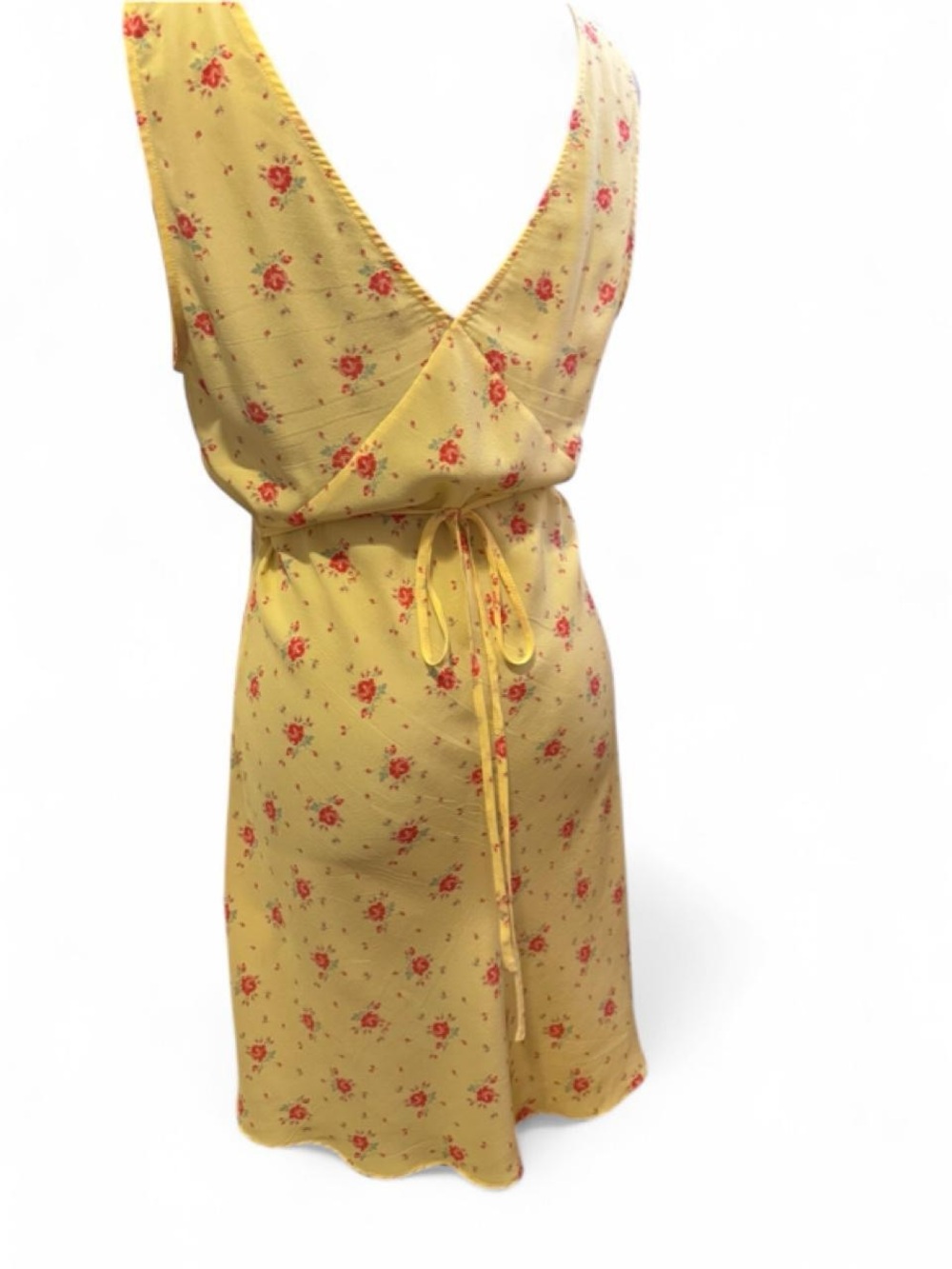 Realisation Par Isabelli 100% silk Yellow Floral V-Neck Sundress L - Picture 4 of 8